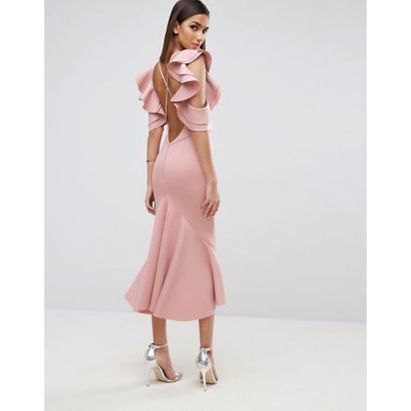 knee length dresses for ladies Xscape Women's Long Off The Shoulder Scuba Crepe Slit Dress main image 1